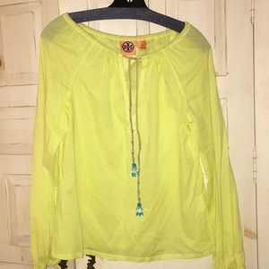 Yellow Tory Burch Peasant Top